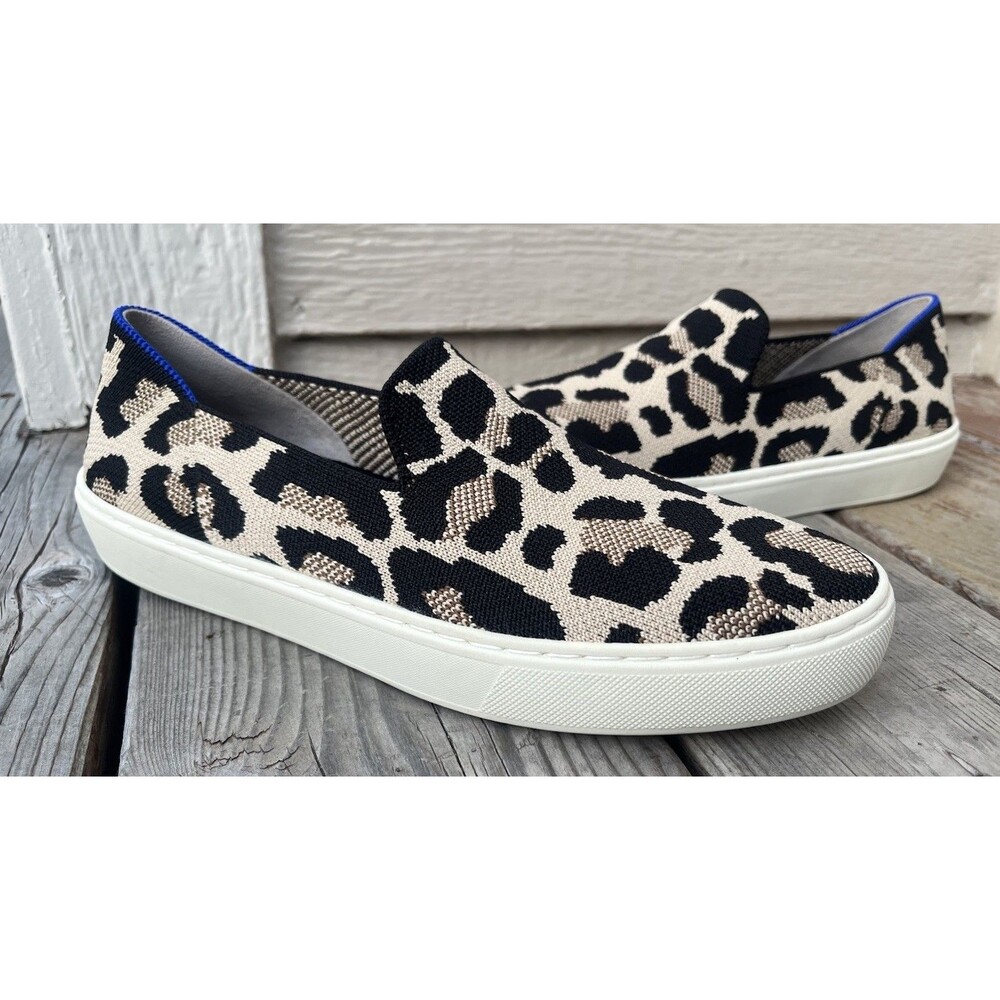 Nice! Rothy's The Original Slip On Sneaker Women's 8 Desert Cat Leopard Print